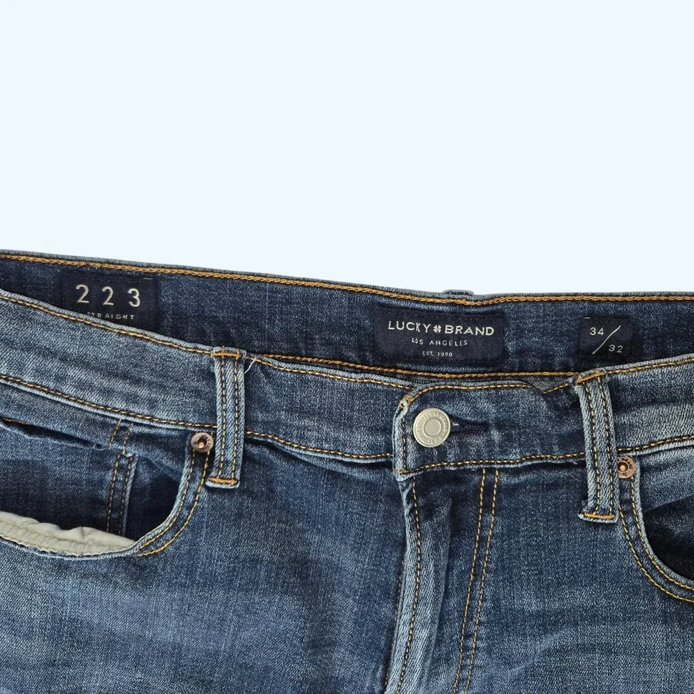 Lucky Brand 223 Straight Leg Mens Jeans 34x32 Medium Wash Denim Fits 31